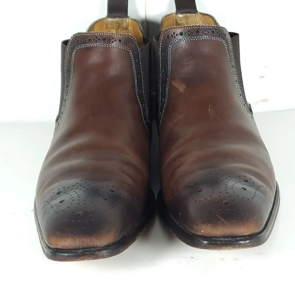Antonio Maurizi Men's US7 EU40 Brown Burnished Leather Chelsea Ankle boots